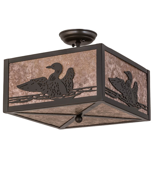 Meyda Lighting Loon 166369 20" 3-Light Timeless Bronze Flush Mount Light With Silver Mica Shade Glass
