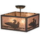 Meyda Lighting Loon 166369 20" 3-Light Timeless Bronze Flush Mount Light With Silver Mica Shade Glass