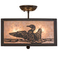 Meyda Lighting Loon 166369 20" 3-Light Timeless Bronze Flush Mount Light With Silver Mica Shade Glass