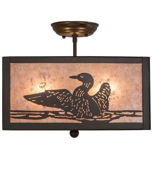 Meyda Lighting Loon 166369 20" 3-Light Timeless Bronze Flush Mount Light With Silver Mica Shade Glass
