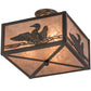 Meyda Lighting Loon 166369 20" 3-Light Timeless Bronze Flush Mount Light With Silver Mica Shade Glass