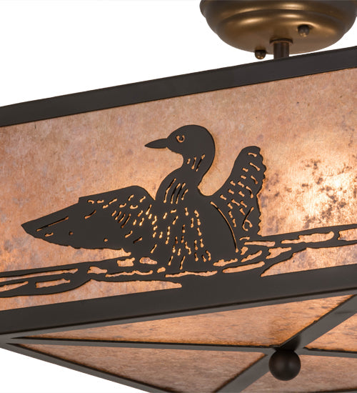 Meyda Lighting Loon 166369 20" 3-Light Timeless Bronze Flush Mount Light With Silver Mica Shade Glass