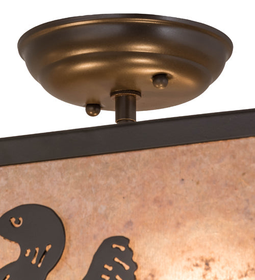 Meyda Lighting Loon 166369 20" 3-Light Timeless Bronze Flush Mount Light With Silver Mica Shade Glass