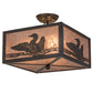 Meyda Lighting Loon 166369 20" 3-Light Timeless Bronze Flush Mount Light With Silver Mica Shade Glass