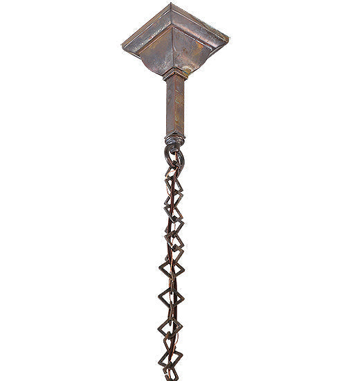 Meyda Lighting Loon 17" Vintage Copper On Brass Pendant Light With Beige Art Shade Glass