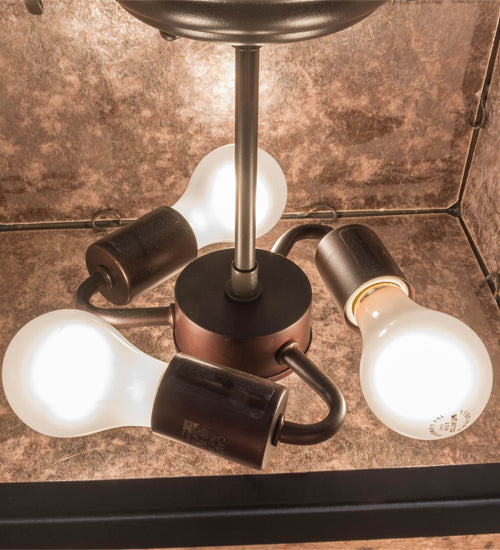 Meyda Lighting Loon 20" 3-Light Timeless Bronze Flush Mount Light With Silver Mica Shade Glass