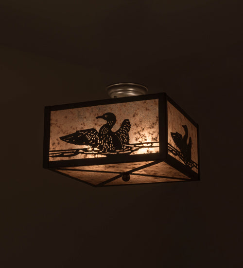 Meyda Lighting Loon 20" 3-Light Timeless Bronze Flush Mount Light With Silver Mica Shade Glass