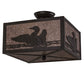 Meyda Lighting Loon 20" 3-Light Timeless Bronze Flush Mount Light With Silver Mica Shade Glass
