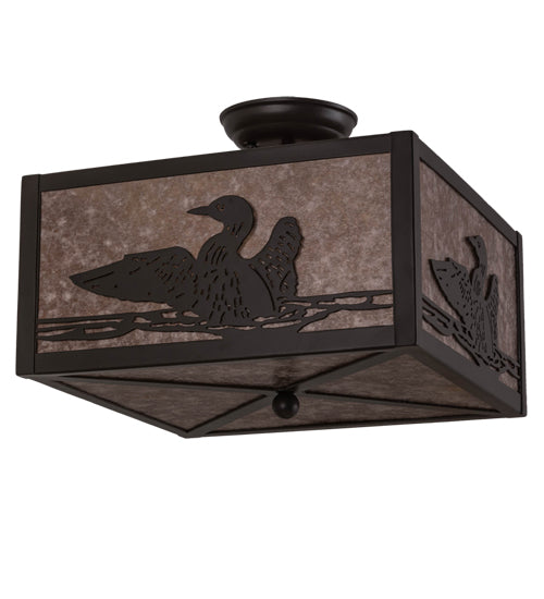 Meyda Lighting Loon 20" 3-Light Timeless Bronze Flush Mount Light With Silver Mica Shade Glass