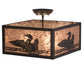 Meyda Lighting Loon 20" 3-Light Timeless Bronze Flush Mount Light With Silver Mica Shade Glass