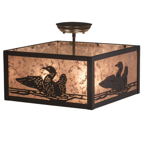 Meyda Lighting Loon 20" 3-Light Timeless Bronze Flush Mount Light With Silver Mica Shade Glass