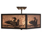 Meyda Lighting Loon 20" 3-Light Timeless Bronze Flush Mount Light With Silver Mica Shade Glass