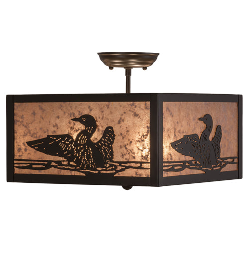 Meyda Lighting Loon 20" 3-Light Timeless Bronze Flush Mount Light With Silver Mica Shade Glass