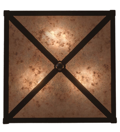 Meyda Lighting Loon 20" 3-Light Timeless Bronze Flush Mount Light With Silver Mica Shade Glass