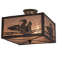 Meyda Lighting Loon 20" 3-Light Timeless Bronze Flush Mount Light With Silver Mica Shade Glass