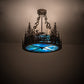 Meyda Lighting Loon 20" 4-Light Antique Copper Semi-flush Mount Light With Blue Green Shade Glass