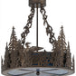 Meyda Lighting Loon 20" 4-Light Antique Copper Semi-flush Mount Light With Blue Green Shade Glass