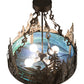 Meyda Lighting Loon 20" 4-Light Antique Copper Semi-flush Mount Light With Blue Green Shade Glass