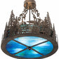 Meyda Lighting Loon 20" 4-Light Antique Copper Semi-flush Mount Light With Blue Green Shade Glass