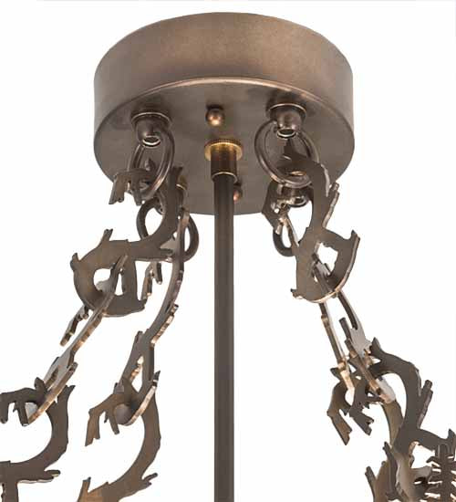 Meyda Lighting Loon 20" 4-Light Antique Copper Semi-flush Mount Light With Blue Green Shade Glass
