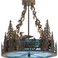 Meyda Lighting Loon 20" 4-Light Antique Copper Semi-flush Mount Light With Blue Green Shade Glass