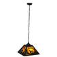 Meyda Lighting Loon 22" 2-Light Textured Black Pendant Light With Amber Mica Shade Glass