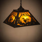 Meyda Lighting Loon 22" 2-Light Textured Black Pendant Light With Amber Mica Shade Glass