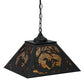 Meyda Lighting Loon 22" 2-Light Textured Black Pendant Light With Amber Mica Shade Glass