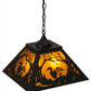 Meyda Lighting Loon 22" 2-Light Textured Black Pendant Light With Amber Mica Shade Glass