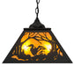 Meyda Lighting Loon 22" 2-Light Textured Black Pendant Light With Amber Mica Shade Glass