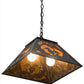 Meyda Lighting Loon 22" 2-Light Textured Black Pendant Light With Amber Mica Shade Glass