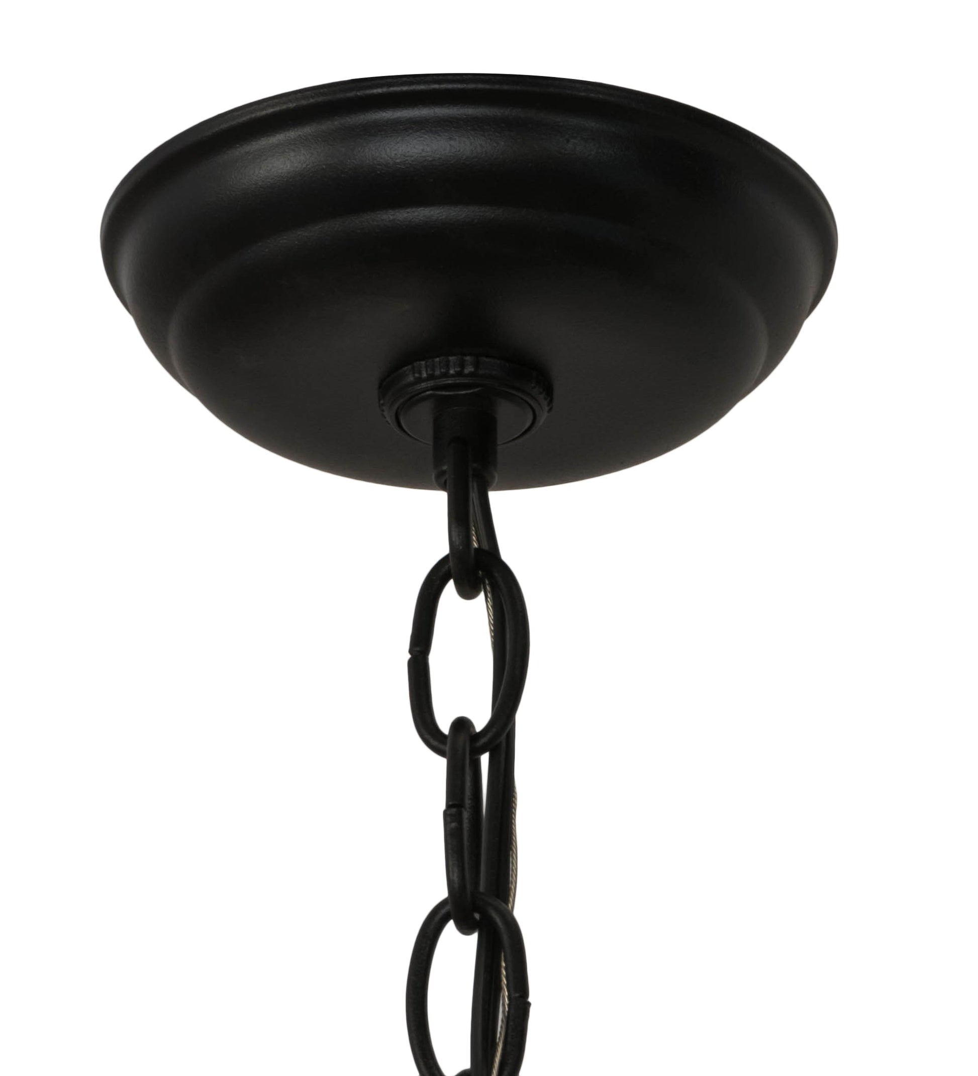 Meyda Lighting Loon 22" 2-Light Textured Black Pendant Light With Amber Mica Shade Glass