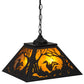 Meyda Lighting Loon 22" 2-Light Textured Black Pendant Light With Amber Mica Shade Glass