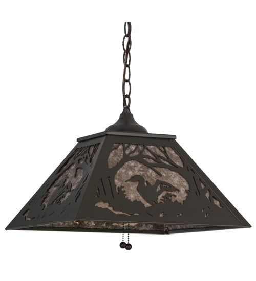 Meyda Lighting Loon 22" 2-Light Timeless Bronze Pendant Light With Silver Mica Shade Glass