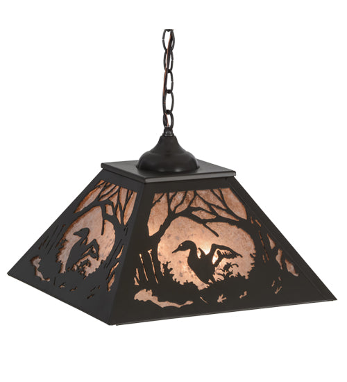 Meyda Lighting Loon 22" 2-Light Timeless Bronze Pendant Light With Silver Mica Shade Glass