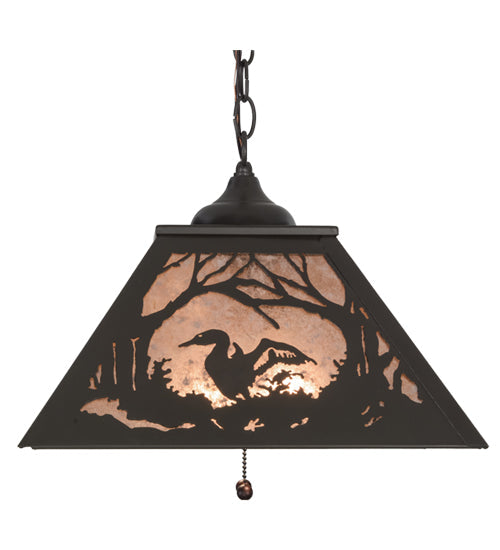 Meyda Lighting Loon 22" 2-Light Timeless Bronze Pendant Light With Silver Mica Shade Glass