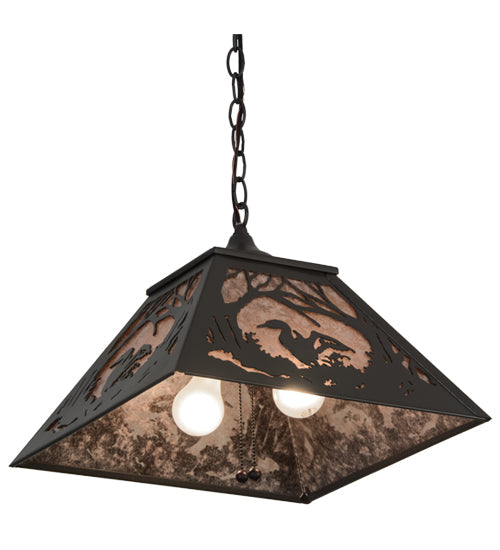 Meyda Lighting Loon 22" 2-Light Timeless Bronze Pendant Light With Silver Mica Shade Glass