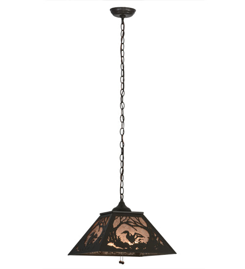Meyda Lighting Loon 22" 2-Light Timeless Bronze Pendant Light With Silver Mica Shade Glass