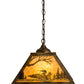 Meyda Lighting Loon 22" 3-Light Light Burnished Brass Tint Pendant Light With Beige Art Shade Glass