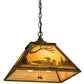 Meyda Lighting Loon 22" 3-Light Light Burnished Brass Tint Pendant Light With Beige Art Shade Glass
