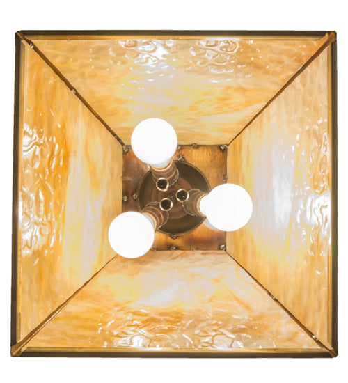 Meyda Lighting Loon 22" 3-Light Light Burnished Brass Tint Pendant Light With Beige Art Shade Glass