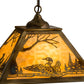 Meyda Lighting Loon 22" 3-Light Light Burnished Brass Tint Pendant Light With Beige Art Shade Glass