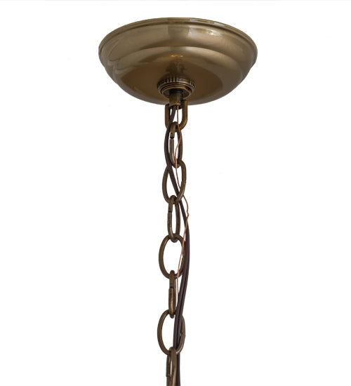 Meyda Lighting Loon 22" 3-Light Light Burnished Brass Tint Pendant Light With Beige Art Shade Glass