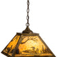 Meyda Lighting Loon 22" 3-Light Light Burnished Brass Tint Pendant Light With Beige Art Shade Glass