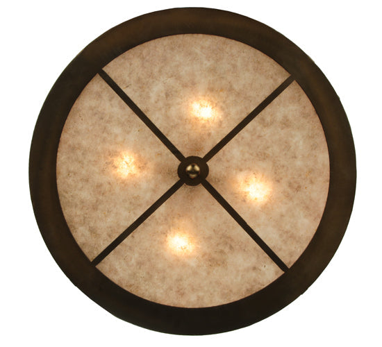 Meyda Lighting Loon 22" 4-Light Antique Copper Inverted Pendant Light With Silver Mica Shade Glasss