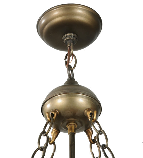 Meyda Lighting Loon 22" 4-Light Antique Copper Inverted Pendant Light With Silver Mica Shade Glasss