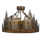 Meyda Lighting Loon 22" 4-Light Antique Copper Semi-flush Mount Ceiling Light With Amber Mica Shade Glass