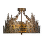Meyda Lighting Loon 22" 4-Light Antique Copper Semi-flush Mount Ceiling Light With Amber Mica Shade Glass