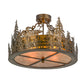 Meyda Lighting Loon 22" 4-Light Antique Copper Semi-flush Mount Ceiling Light With Amber Mica Shade Glass