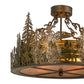 Meyda Lighting Loon 22" 4-Light Antique Copper Semi-flush Mount Ceiling Light With Amber Mica Shade Glass